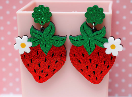 Strawberry Glitter Earrings