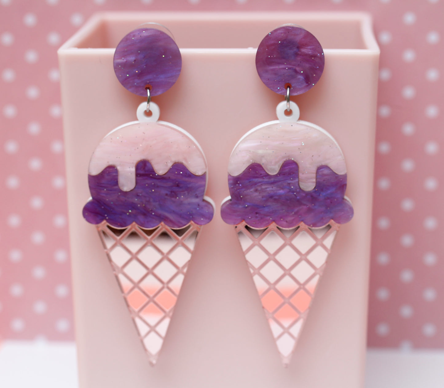 Ice Cream Earrings - Rose gold/purple