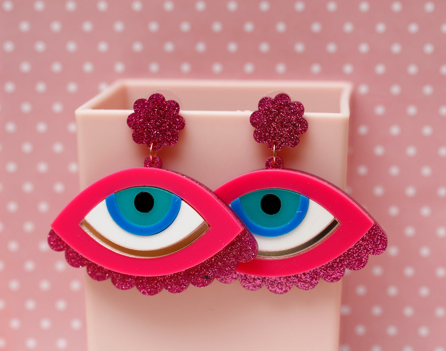 Evil Eye Earrings - Pink
