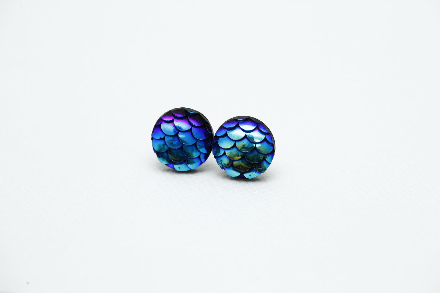 Mermaid Stud Earrings - Deep Blue