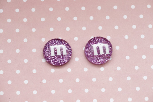 Candy Stud Earrings - Purple Glitter