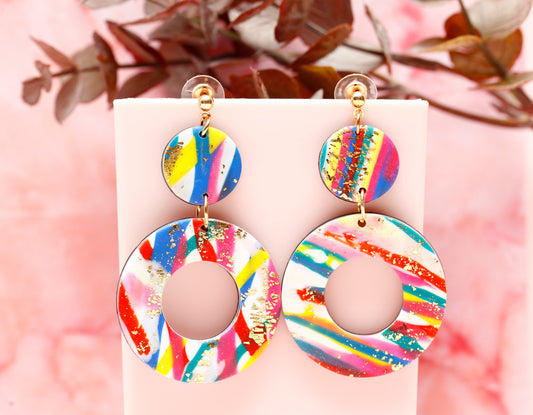Funky Print Statement Earrings  (Polymer Clay)