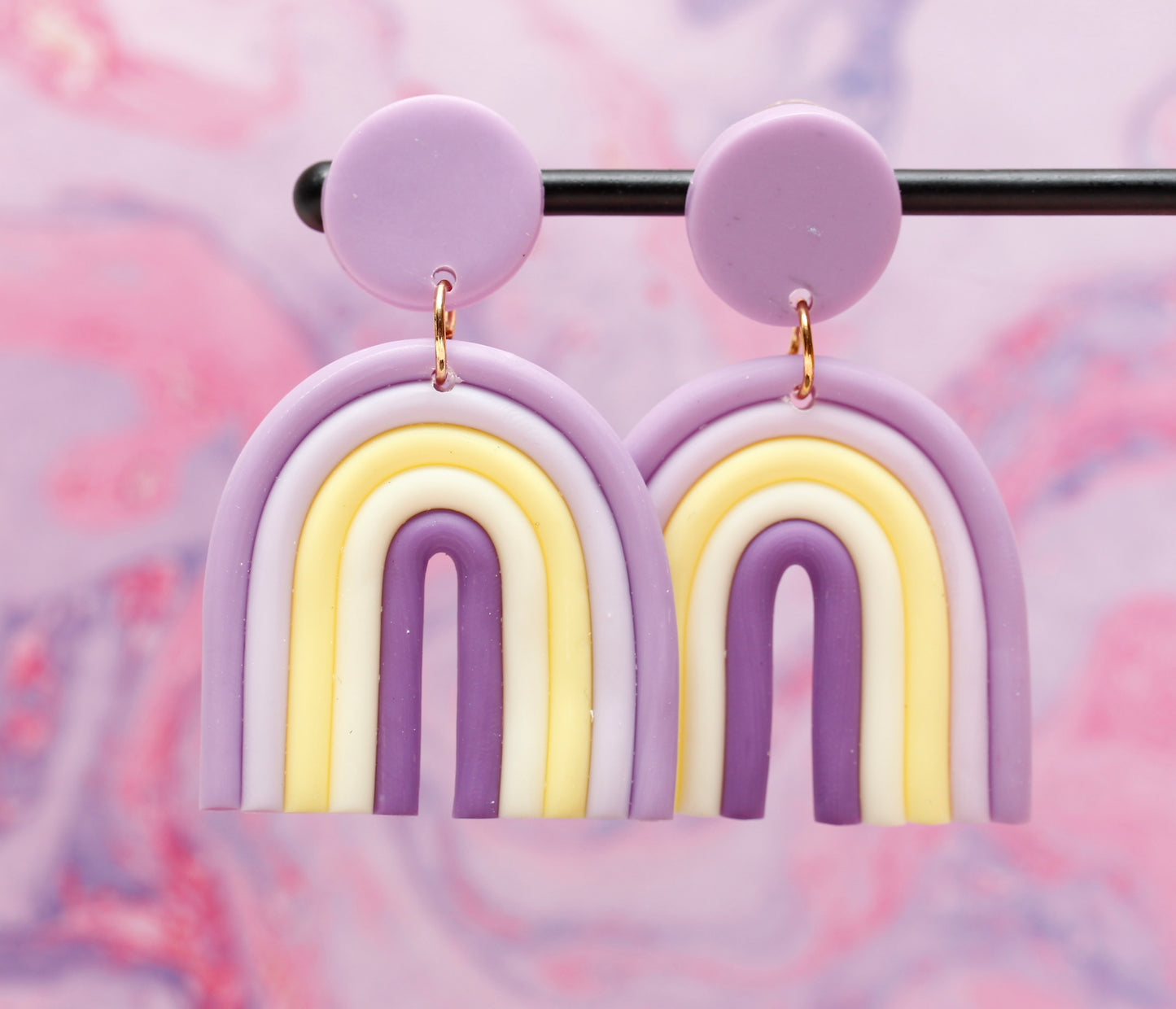 Rainbow Earrings - Purple (Polymer Clay)