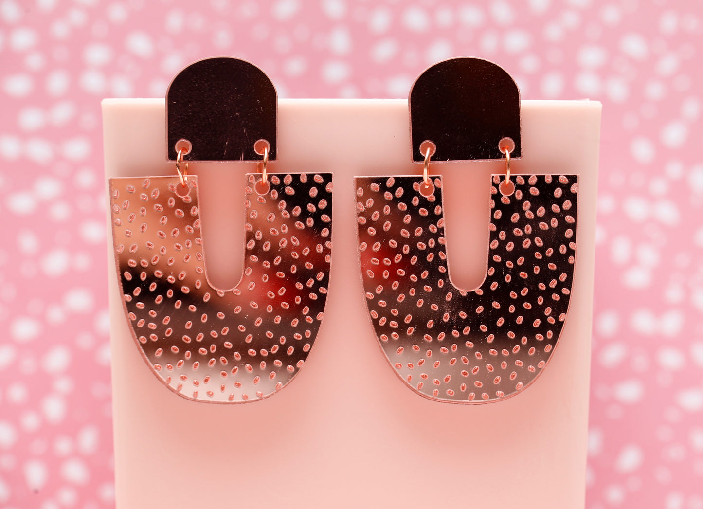 Pink Mirror U-Shape Earrings