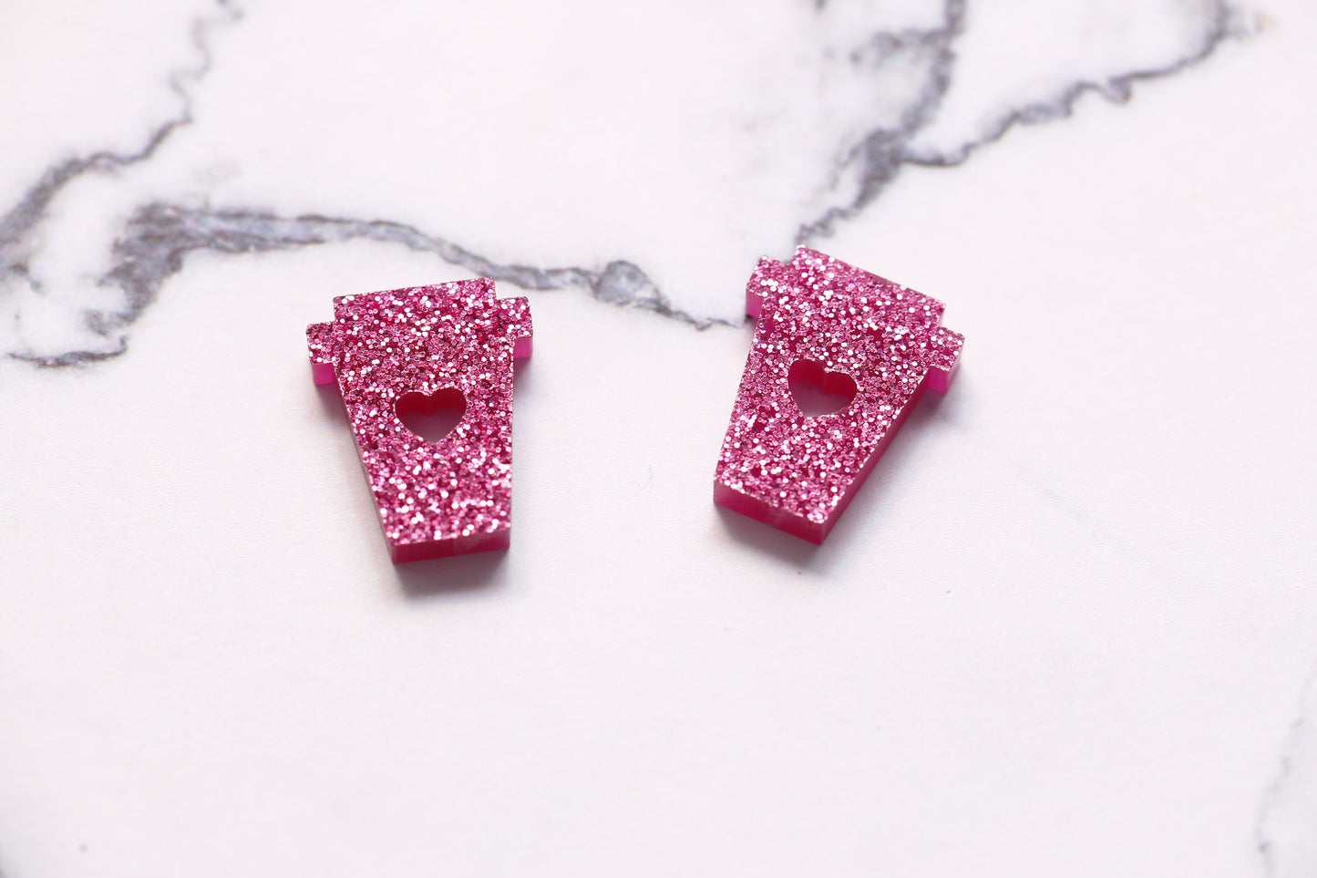 Glitter Latte Stud Earrings - Pink