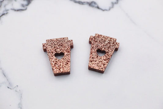 Glitter Latte Stud Earrings - Rose Gold/Bronze