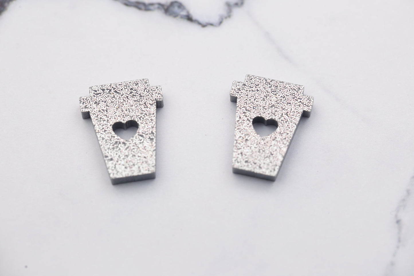 Glitter Latte Stud Earrings - Silver