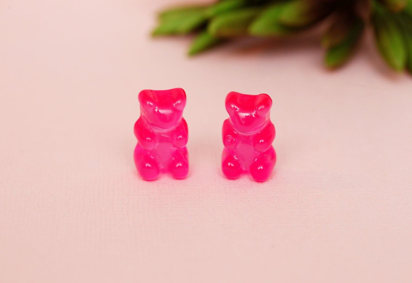 Hot Pink Gummy Bear Studs