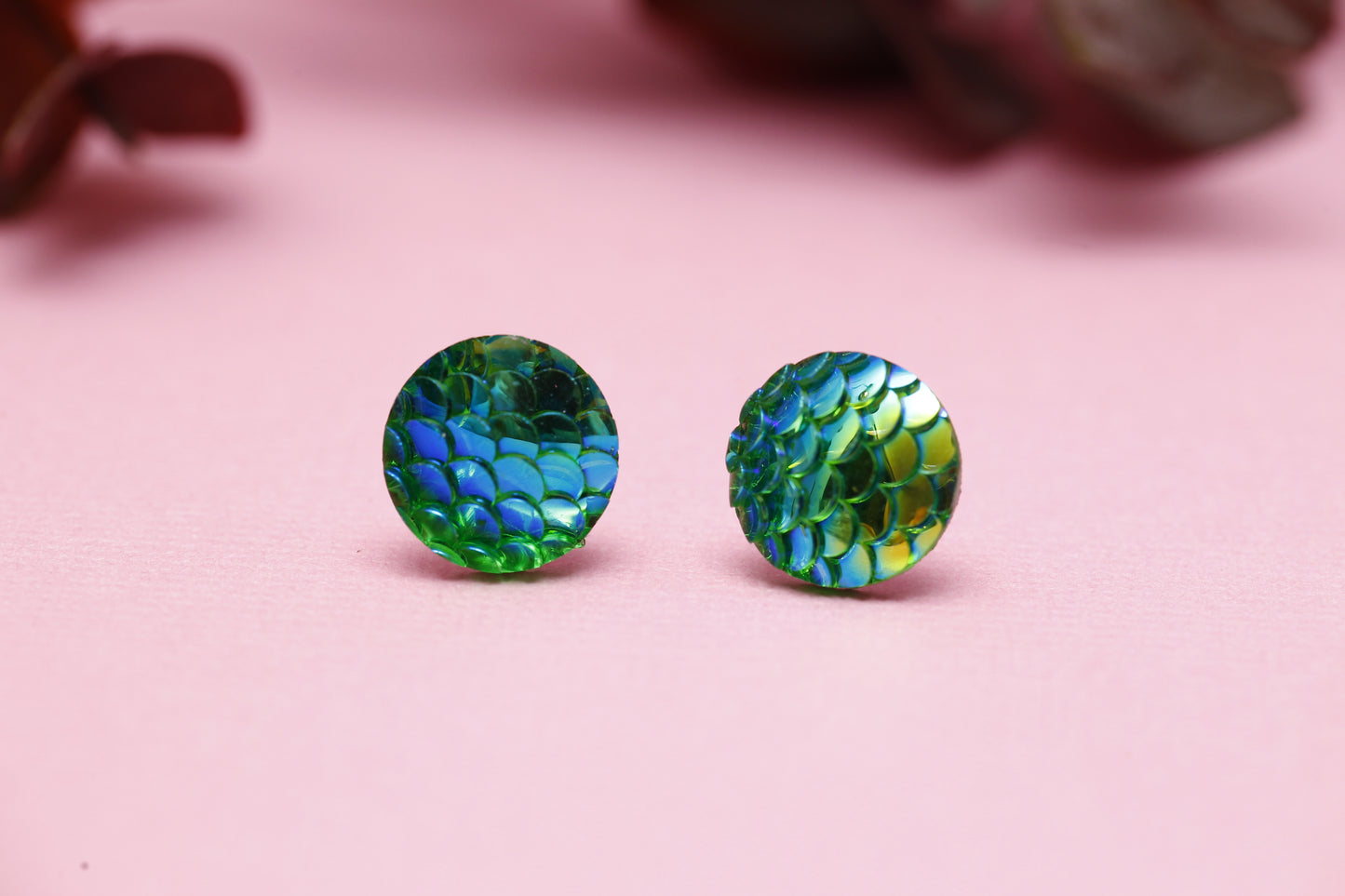 Mermaid Stud Earrings - Green