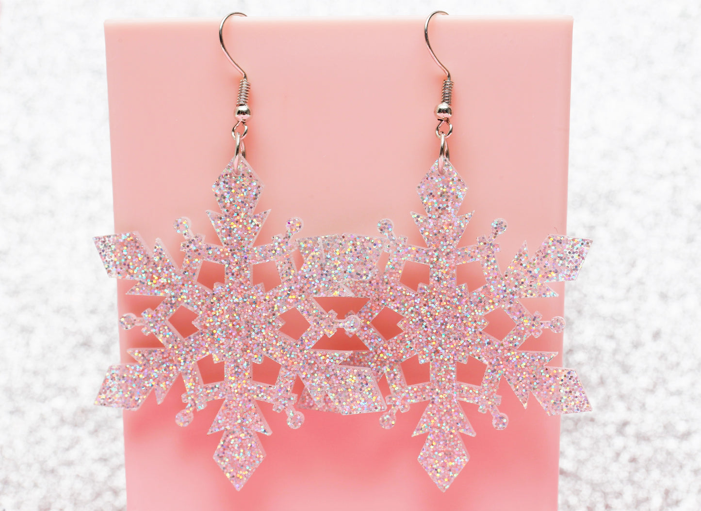 Glitter Snowflake Statement Earrings