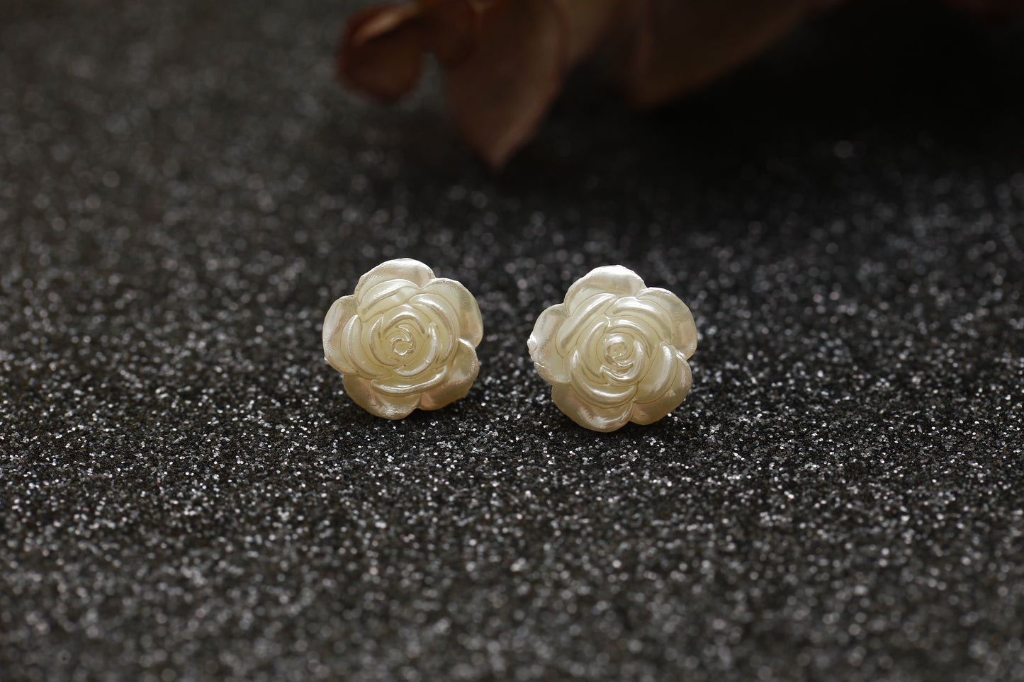 Pearl Rose Stud Earrings
