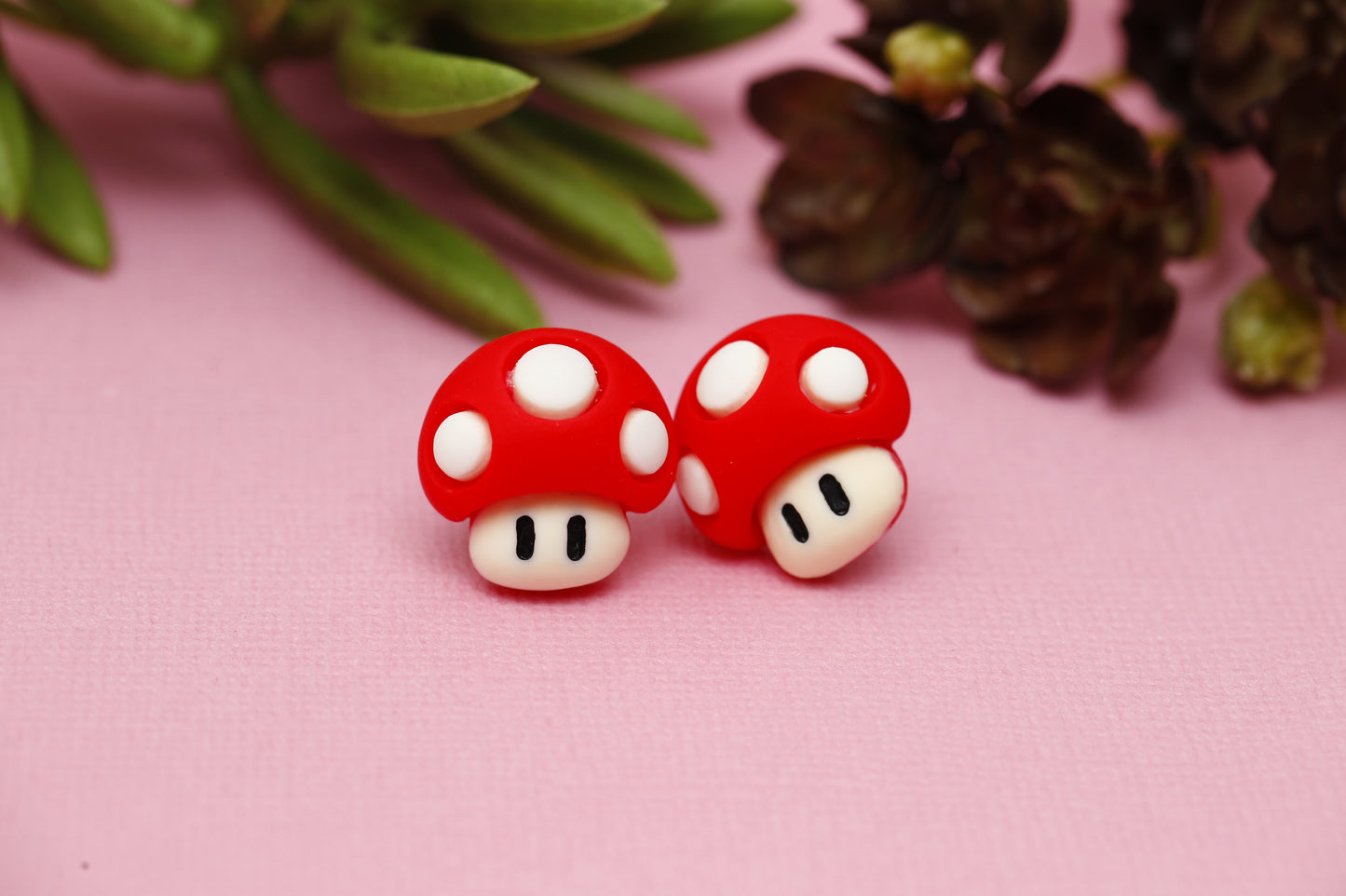 Mushroom stud earrings.