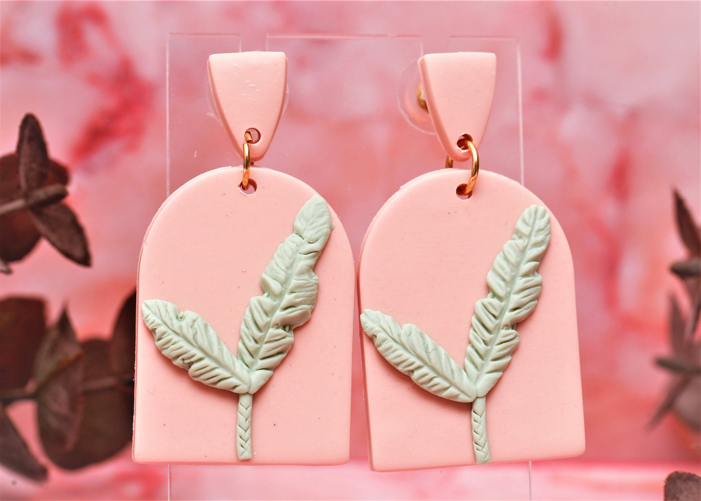 Palm Leaf Clay Earrings