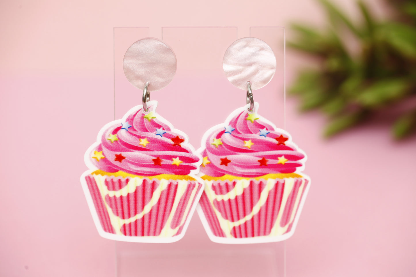 Pink Cupcake Dangle Earrings
