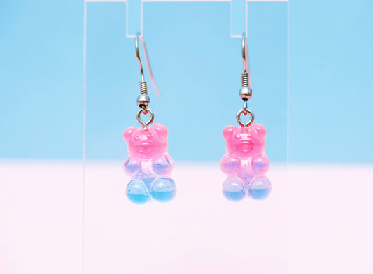 Gummy Bear Earrings -Light hot pink/blue