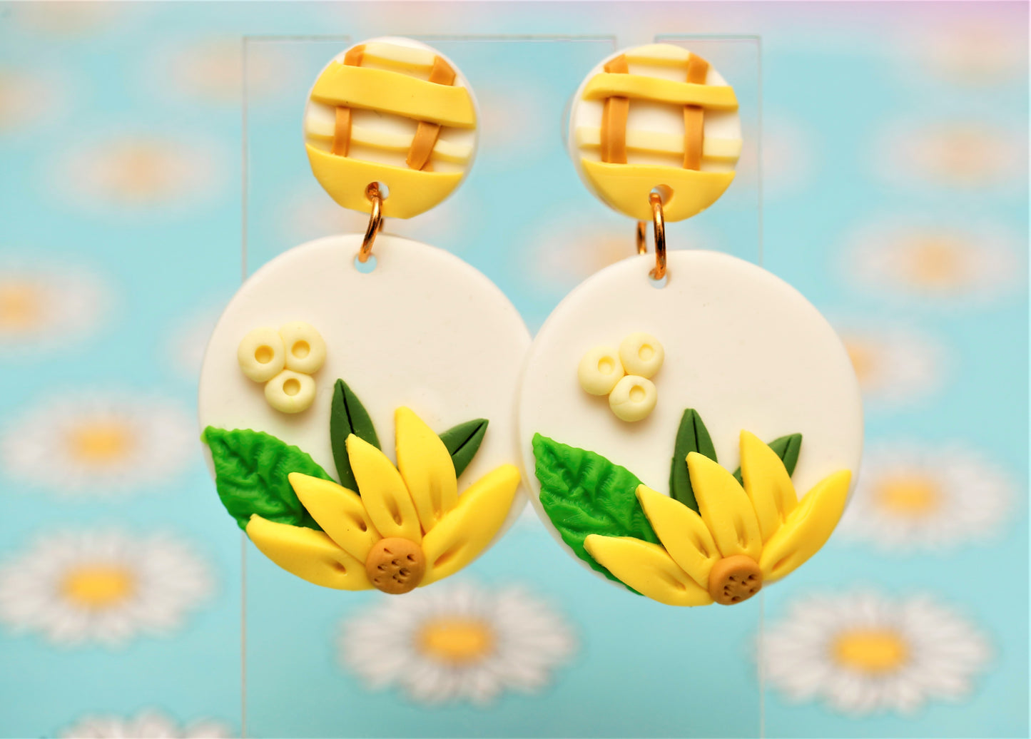 Yellow Springtime Polymer Clay Earrings