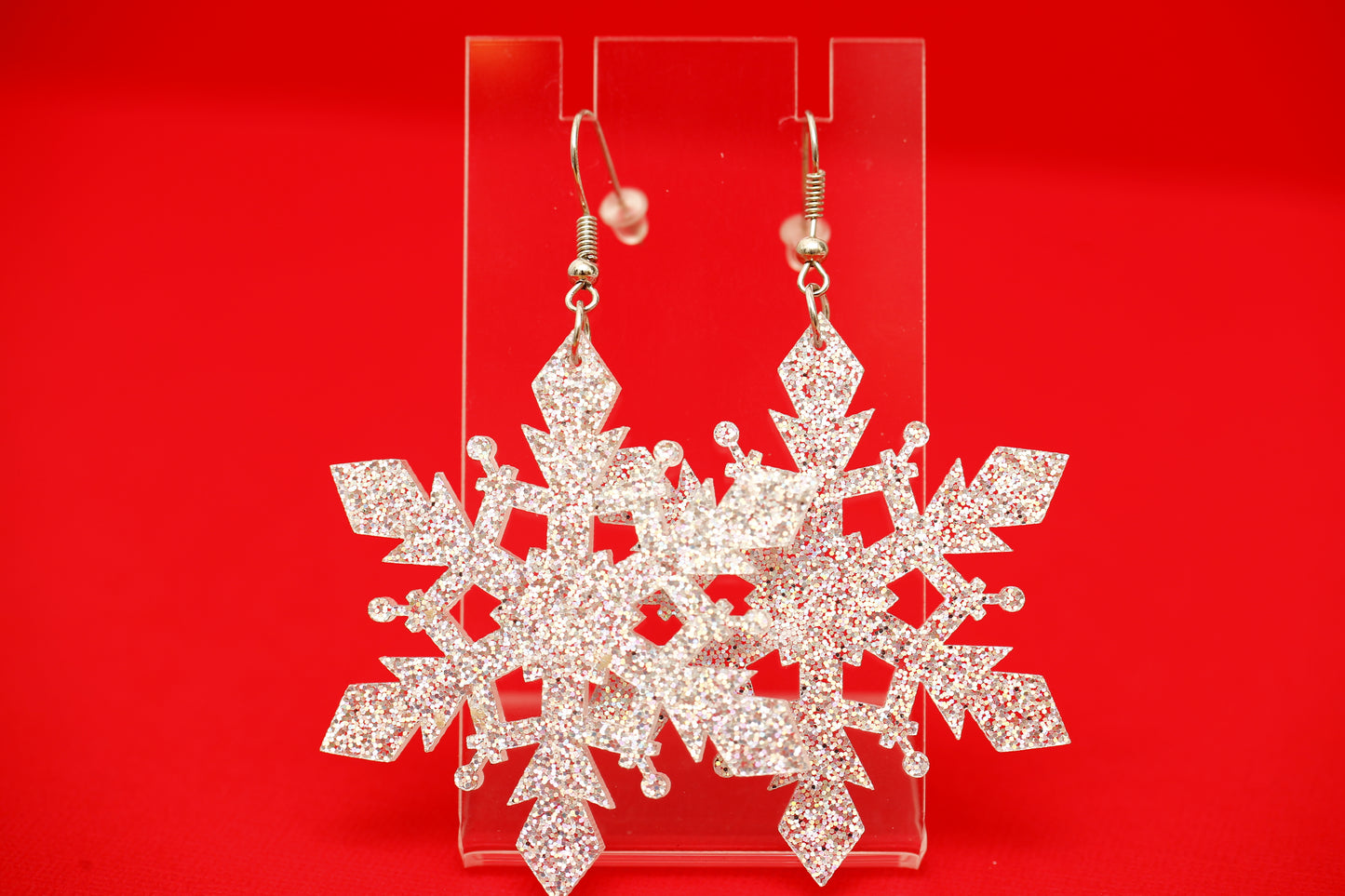 Glitter Snowflake Statement Earrings