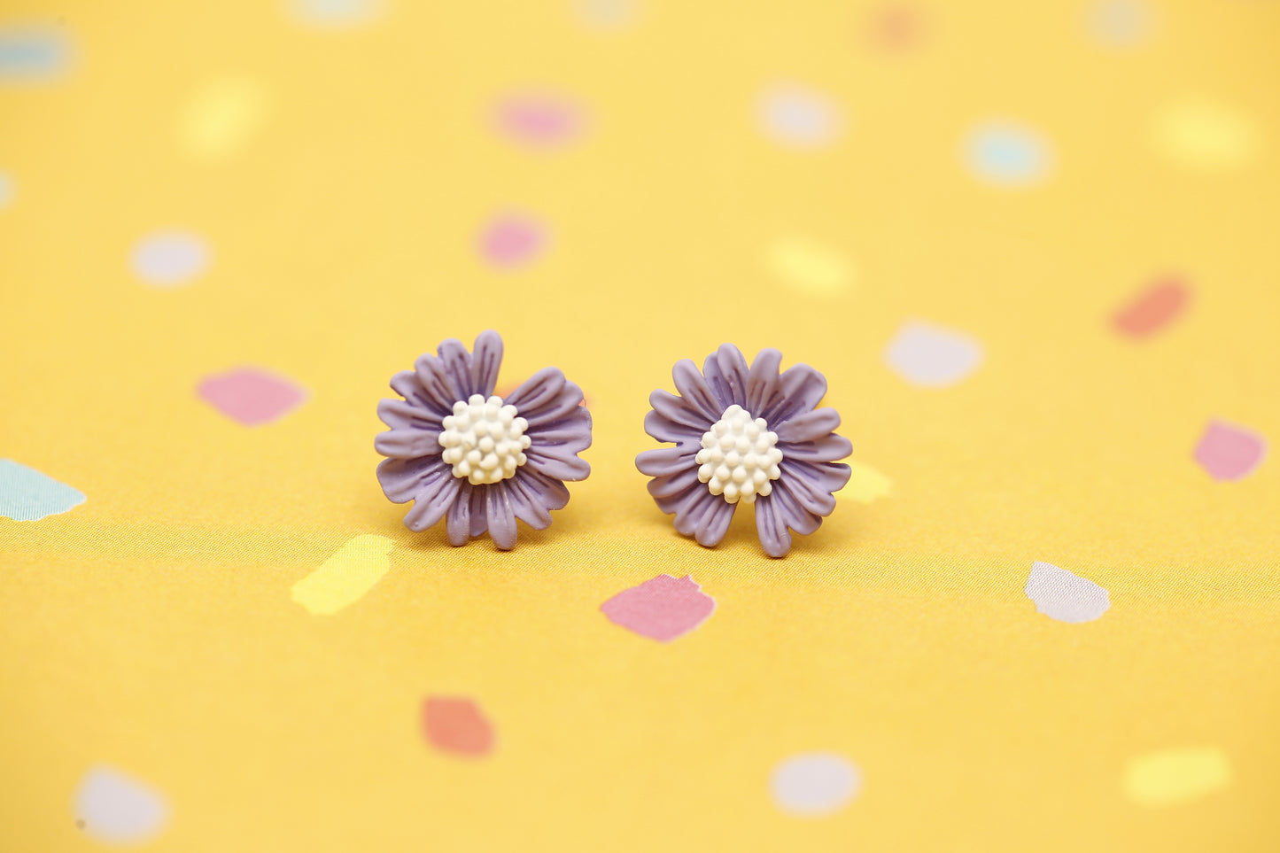 Mini Purple Daisy Stud Earrings