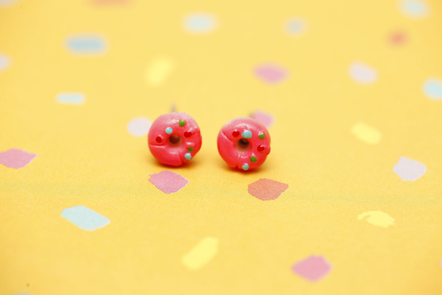 Mini Pink Donut Stud Earrings