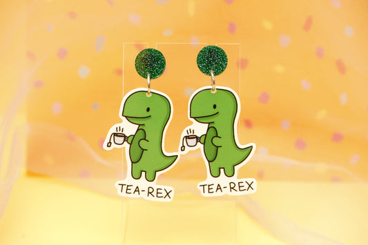 Tea Rex Dinosaur Statement Dangles